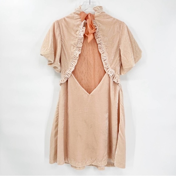 NEW Free People Gum Drop Velvet Mini Dress L Pink - Picture 4 of 5